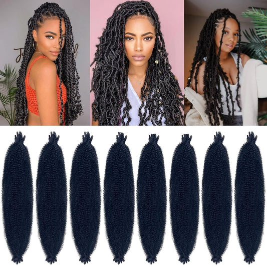 1 Springy Afro Twist Hair 24 Inch  Packs 1B Marley Hair Pre-fluffed Spring Twist Hair Twisted Up Kinky Cuban Twist Crochet Pre-separated Braiding For Black Women (24inch